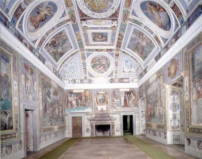 Widok na „Sala dei Fasti Farnese” (Salę Splendorów Farnese) wymyśloną przez Onofrio Panvinio i z freskami Taddeo (1529-66) i Federico Zuccaro (1540-1609) 1557-83 (fresk) autorstwa Italian School