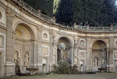 Widok na Teatro dellAqua (Teatr Wodny), zaprojektowany przez Giacomo della Porta (1532-1602), wykonany przez Giovanniego Fontanę (1540-1614) i Carlo Maderno (1556-1629) 1601 autorstwa Italian School