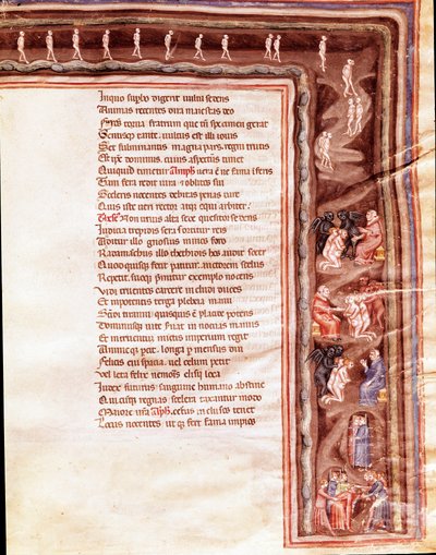 Widok zaświatów, ilustracja do Herkulesa Wściekłego Seneque (Miniatura autorstwa Italian School