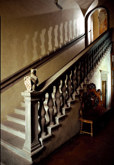 Widok na schody ratusza (Palazzo degli Anziani) autorstwa Italian School