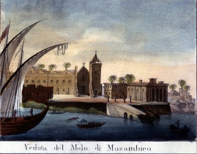 Nabrzeże w Mozambiku, dawnej prowincji portugalskiej. autorstwa Italian School