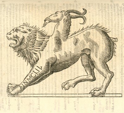 ilustracja Monstrosae cuiusdam Chimaerae z Aldrovandis Historia potworów , 1642 autorstwa Italian School