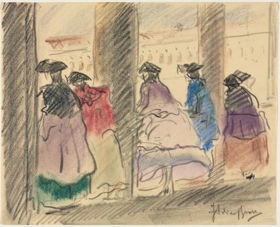 Figury w maskaradzie na loggii Pałacu Książęcego, Wenecja autorstwa Italico Brass