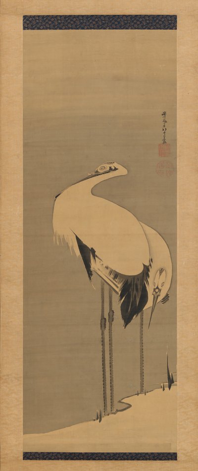 Dwa dźwigi, 1795. autorstwa Ito Jakuchu