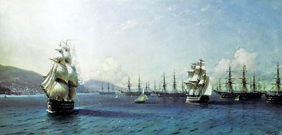 Flota Czarnomorska w Zatoce Teodozja, tuż przed wojną krymską autorstwa Ivan Aivazovsky