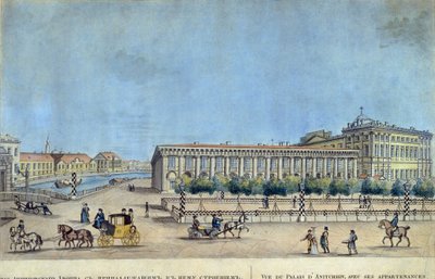 Pałac Aniczkowa w Sankt Petersburgu. Praca Iwana Aleksiejewicza Iwanowa (1779-1848), rycina i akwarela autorstwa Ivan Alekseevich Ivanov