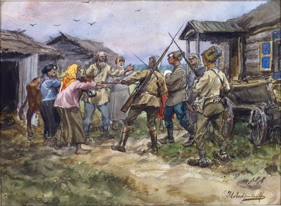 Rekwizycja bydła dla Armii Czerwonej we wsi niedaleko Ługania autorstwa Ivan Alexeyevich Vladimirov