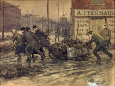 Bogaci kupcy i rosyjska szlachta zabrali się do wyrzucania śmieci z podwórek autorstwa Ivan Alexeyevich Vladimirov