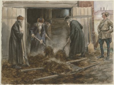 Rosyjscy duchowni przerzucający siano: wrzesień 1918 z serii akwarel rewolucja rosyjska, 19 autorstwa Ivan Alexeyevich Vladimirov