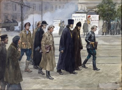 Księża wydani na sąd przez Władimira Iwana Aleksiejewicza (1869-1947). Akwarela, gwasz na papierze autorstwa Ivan Alexeyevich Vladimirov