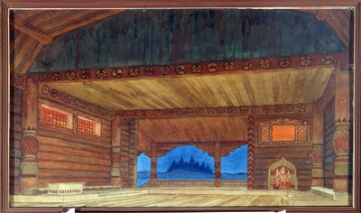 Rysunek przygotowawczy do wystroju opery Rusłan i Ludmiła Michaiła Igora Glinki (1804-1857) (projekt scenografii do opery Rusłan i Ludmiła M.Glinki). Obraz Iwana Jakuba Bilibina (Bilibin) (1876-1942). Akwarela na papierze, 36 x 61 cm autorstwa Ivan Yakovlevich Bilibin