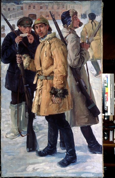 „Żołnierze Armii Czerwonej” Obraz Iwana Drozdowa (1880-1939) 1918 Państwowe Centralne Muzeum Artylerii, Sankt Petersburg autorstwa Ivan Georgievich Drozdov