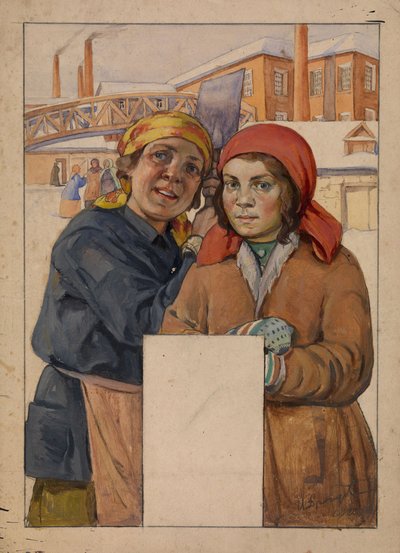 Dwóch robotników fabrycznych, 1925 autorstwa Ivan Georgievich Drozdov