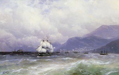 Krajobraz przybrzeżny z żeglugą z Trebizondu, 1888 autorstwa Ivan Konstantinovich Aivazovsky
