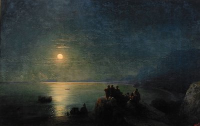Starożytni greccy poeci nad brzegiem wody w świetle księżyca, 1886 autorstwa Ivan Konstantinovich Aivazovsky