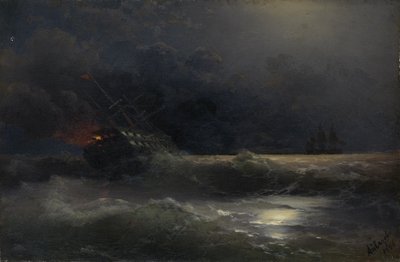 Płonący statek Odcinek wojny rosyjsko-tureckiej, 1896 r. autorstwa Ivan Konstantinovich Aivazovsky