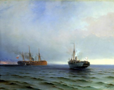 Zdobycie tureckiego transportowca wojskowego „Messina”, 13 grudnia 1877 r. autorstwa Ivan Konstantinovich Aivazovsky