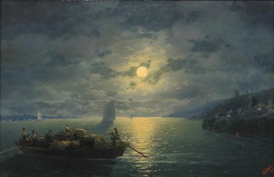 Przeprawa przez Dniepr w księżycową noc, 1897 autorstwa Ivan Konstantinovich Aivazovsky