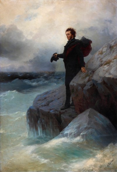 Żegnaj wolny żywioł, o morze! Aleksander Puszkin nad Morzem Czarnym, 1877. autorstwa Ivan Konstantinovich Aivazovsky