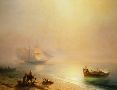 Rybacy na wybrzeżu, Zatoka Neapolitańska, 1873 autorstwa Ivan Konstantinovich Aivazovsky