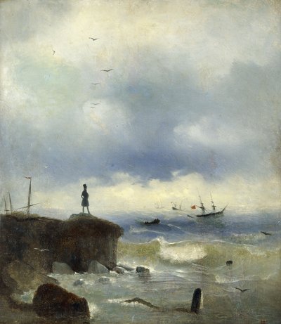 Puszkin patrząc na Morze Czarne, 1838 autorstwa Ivan Konstantinovich Aivazovsky