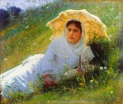 Gorący dzień na trawie. Południe 1883 r. autorstwa Ivan Kramskoy