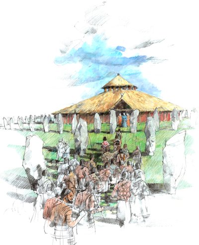 Ceremonialna procesja Sanktuarium Avebury Stone Circle, Wiltshire, III tysiąclecie p.n.e., ok. 1990-2010. autorstwa Ivan Lapper