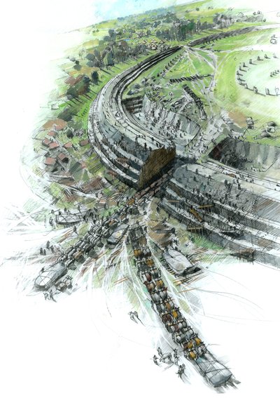 Budowa kamiennego kręgu w Avebury, Wiltshire, trzecie tysiąclecie pne, c1990-2010 autorstwa Ivan Lapper