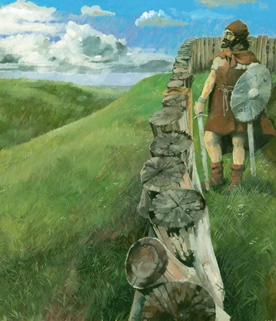 Człowiek epoki żelaza w Liddington Castle Hillfort, Swindon, Wiltshire, 1994 autorstwa Ivan Lapper