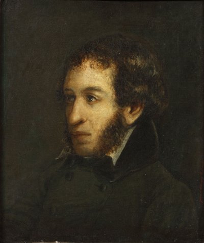 Portret ostatniego życia poety Aleksandra Siergiejewicza Puszkina 1799-1837, 1837. autorstwa Ivan Loginovich Linev