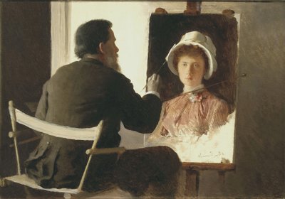 Kramskoy malujący portret swojej córki, 1884 autorstwa Ivan Nikolaevich Kramskoy