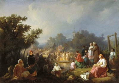 Błogosławieństwo wód na wsi”, 1858. autorstwa Ivan Petrovich Trutnew