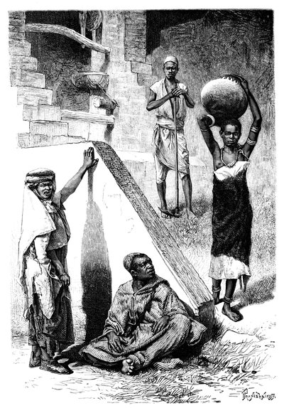 Sudańscy Arabowie i niewolnica Szylluk, Sudan, 1895. autorstwa Ivan Pranishnikoff