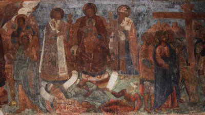 Fresk w katedrze Matki Bożej Znaku, Nowogród, początek XVIII wieku. autorstwa Ivan Yakovlevich Bakhmatov