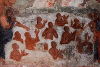 Fresk w katedrze Matki Bożej Znaku, Nowogród, początek XVIII wieku. autorstwa Ivan Yakovlevich Bakhmatov