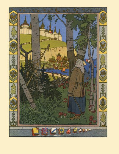 Ilustracja do bajki Pióro Finisty Sokoła, 1901-1902 autorstwa Ivan Yakovlevich Bilibin