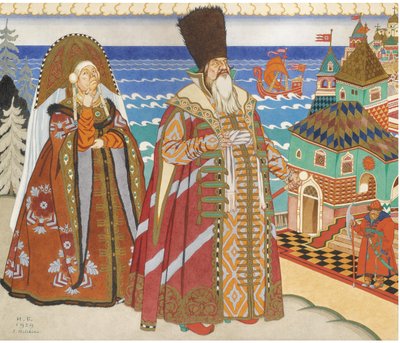 Ilustracja do bajki o carze Saltanie autorstwa A. Puszkina autorstwa Ivan Yakovlevich Bilibin