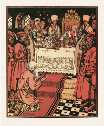 Ilustracja do Bajki o rybaku i rybie, 1933 autorstwa Ivan Yakovlevich Bilibin