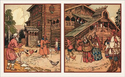 Ilustracja do Bajki o rybaku i rybie, 1933 autorstwa Ivan Yakovlevich Bilibin