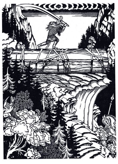 Ilya Muromets i Svyatogor, 1934 autorstwa Ivan Yakovlevich Bilibin