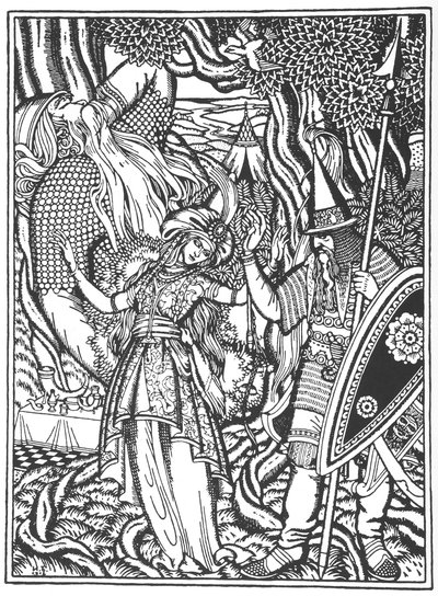 Ilya Muromets i Svyatogors vife, 1912 autorstwa Ivan Yakovlevich Bilibin