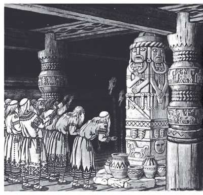 Adoracja boga Światowida, 1934 autorstwa Ivan Yakovlevich Bilibin