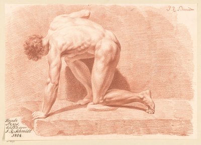 Klęczący akt męski, widok z boku (II nagroda 1804) autorstwa Izaak Riewert Schmidt