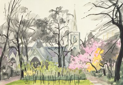 Kościół św. Michała, Chester Square, Londyn, 1982 (wc na papierze) autorstwa Izabella Godlewska de Aranda