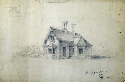 Dworzec, ok. 1850 r. (ołówek na papierze) autorstwa J.A. Davies