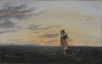Pejzaż morski. Wybrzeże wyspy Rugia w wieczornym świetle autorstwa Johan Christian Dahl