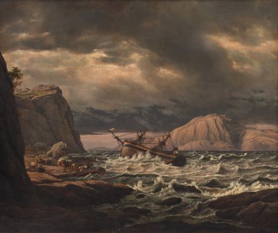 Wrak statku na wybrzeżu Norwegii autorstwa Johan Christian Dahl