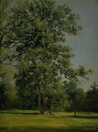 Dąb. Widok na ogród w Wörlitz koło Dessau autorstwa Johan Christian Dahl