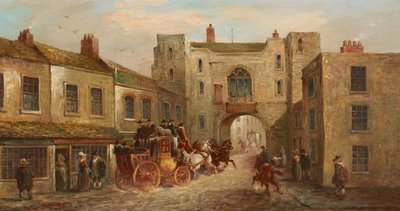 Brama Św. Jana od północy z karocą i końmi, 1880 autorstwa J.C. Maggs