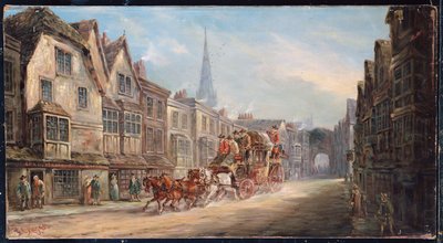 Poczta królewska z Londynu do Exeter przechodząca przez Salisbury, 1895 r autorstwa J.C. Maggs